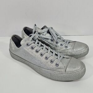 Converse Chuck Taylor All Star Silver Glitter Low Top Sneakers Unisex M 11 W 13